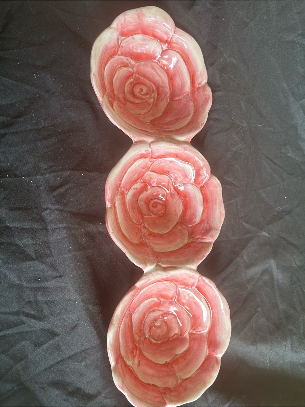 Pink Ceramic Triple Rose Dish